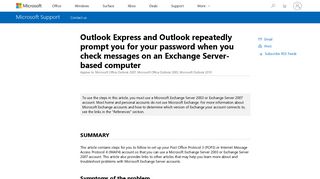 Outlook Express and Outlook repeatedly prompt you for your ...