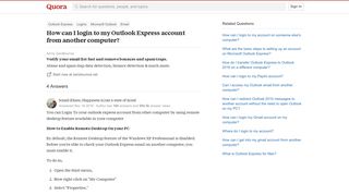 How to login to my Outlook Express account from another computer ...