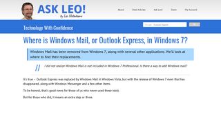 Where is Windows Mail, or Outlook Express, in Windows 7? - Ask Leo!