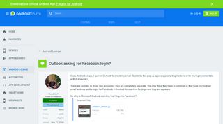 Outlook asking for Facebook login? - Android Lounge | Android Forums