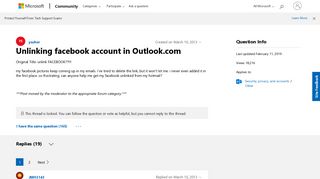 Unlinking facebook account in Outlook.com - Microsoft Community