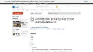 External email being rejected by our Exchange Server - Microsoft