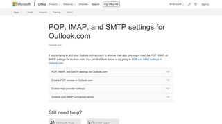 POP, IMAP, and SMTP settings for Outlook.com - Outlook