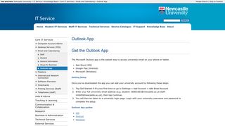 Outlook App; IT Service; Newcastle University