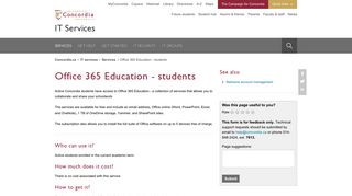 Office 365 Education - students - Concordia University