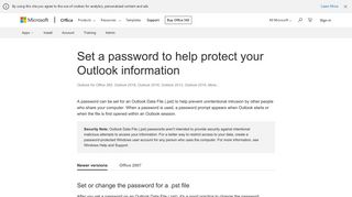 Set a password to help protect your Outlook information - Outlook