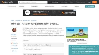 That annoying Sharepoint popup... - MS Office - Spiceworks
