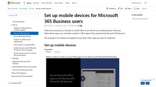 Set up mobile devices for Microsoft 365 Business users | Microsoft Docs