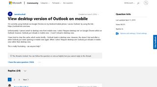 View desktop version of Outlook on mobile - Microsoft Community
