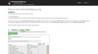 VolunteerSignup - Online volunteer signup sheets - Help