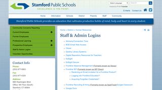 Staff & Admin Logins | Stamford Public Schools