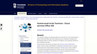 Central email at the Technion - Cloud services Office 365 | Division ...