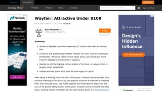 Wayfair: Attractive Under $100 - Wayfair (NYSE:W) | Seeking Alpha