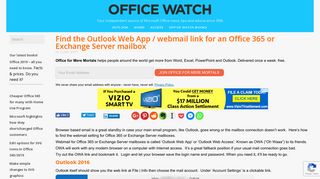 Find the Outlook Web App / webmail link for an Office 365 or ...