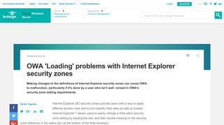OWA 'Loading' problems with Internet Explorer security zones