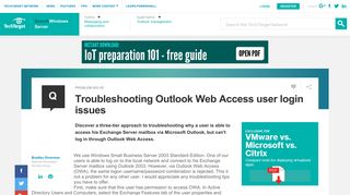 Troubleshooting Outlook Web Access user login issues
