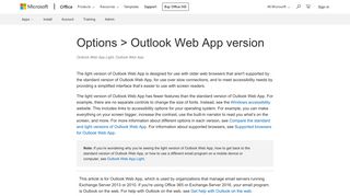 Options > Outlook Web App version - Outlook - Office Support