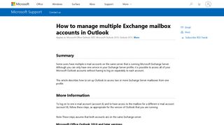 How to manage multiple Exchange mailbox accounts in Outlook