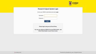 Research Outputs System Login