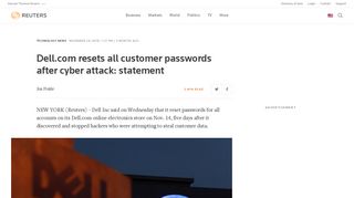 Dell.com resets all customer passwords after cyber attack: statement ...