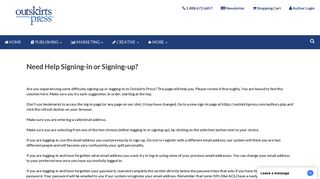 Self Publishing Help Signing-in or Signing-Up - Outskirts Press