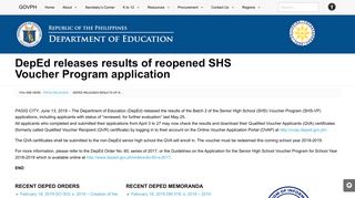 DepEd releases results of reopened SHS Voucher Program ...