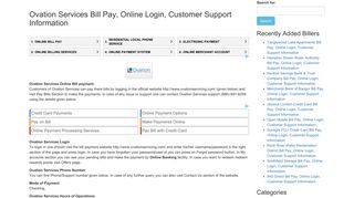 Ovation Services Bill Pay, Online Login, Customer Support Information