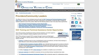 Training and Technical Assistance | OVC - Office for Victims of Crime