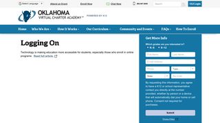 Logging On | Oklahoma Virtual Charter Academy