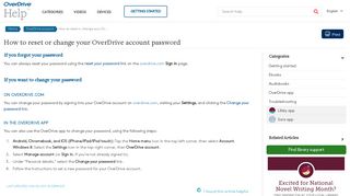 How to reset or change your OverDrive account password