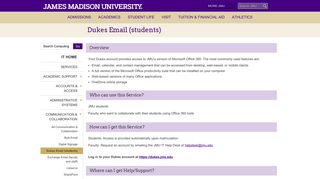 James Madison University - Dukes Email (students)