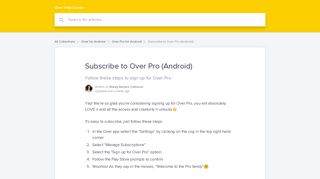 Subscribe to Over Pro (Android) | Over Help Center