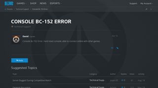 Console Bc-152 Error - Technical Support - Overwatch Forums ...