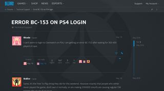 Error BC-153 on PS4 login - Technical Support - Overwatch Forums ...