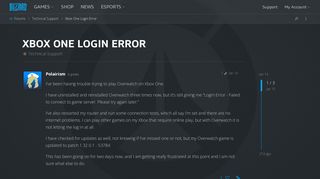 Xbox One Login Error - Technical Support - Overwatch Forums ...