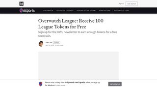 Overwatch League: Receive 100 League Tokens for Free
