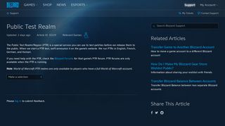 Public Test Realm - Blizzard Support - Blizzard Entertainment
