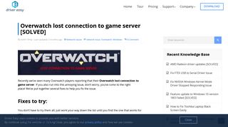 Overwatch lost connection to game server [SOLVED] - Driver Easy