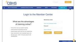 Login to the CBHS Corporate Health Member Centre