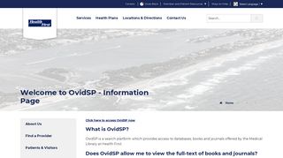 Welcome to OvidSP - Information Page - Health First