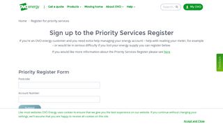 Priority Services Register | Sign Up - OVO Energy
