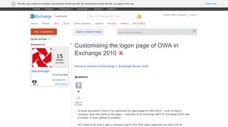 Customising the logon page of OWA in Exchange 2010 - Microsoft