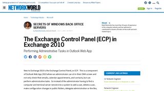 The Exchange Control Panel (ECP) in Exchange 2010 | Network World