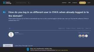 How do you log in as different user in OWA when already logged in ...