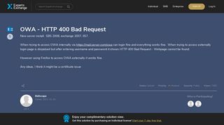 OWA - HTTP 400 Bad Request - Experts Exchange