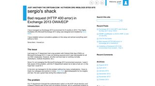 Bad request (HTTP 400 error) in Exchange 2013 OWA/ECP ...