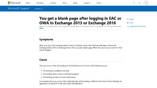 Blank page after login - Exchange Admin Center (EAC) or Outlook ...