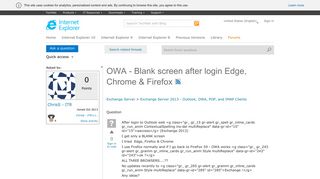 OWA - Blank screen after login Edge, Chrome & Firefox - Microsoft