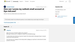 How can I access my outlook email account at Dyn-intl.com ...