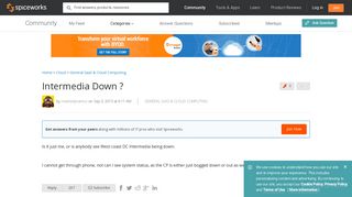 Intermedia Down ? - SaaS & Cloud - Spiceworks Community